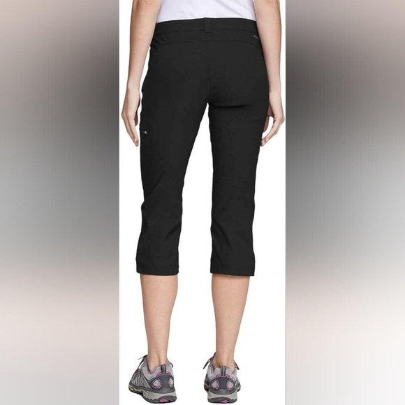 Eddie Bauer Black Nylon Cropped Capri Pants Hiking Outdoors Mid Rise Stretch 8 - Picture 10 of 10